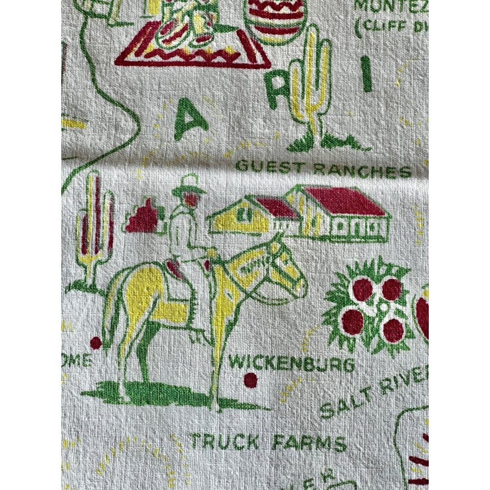 Vintage Arizona Map Tablecloth 39"x30" Cotton Linen Blend Southwest Decor Collec - Picture 7 of 13